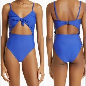 Veronica Beard Aniston Cutout One-Piece Swimsuit Electric Blue